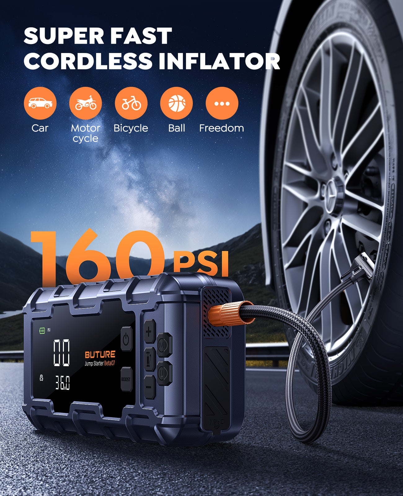 buture-beta07-jump-starter-6000a-starthilfe-160psi-kompressor image 3