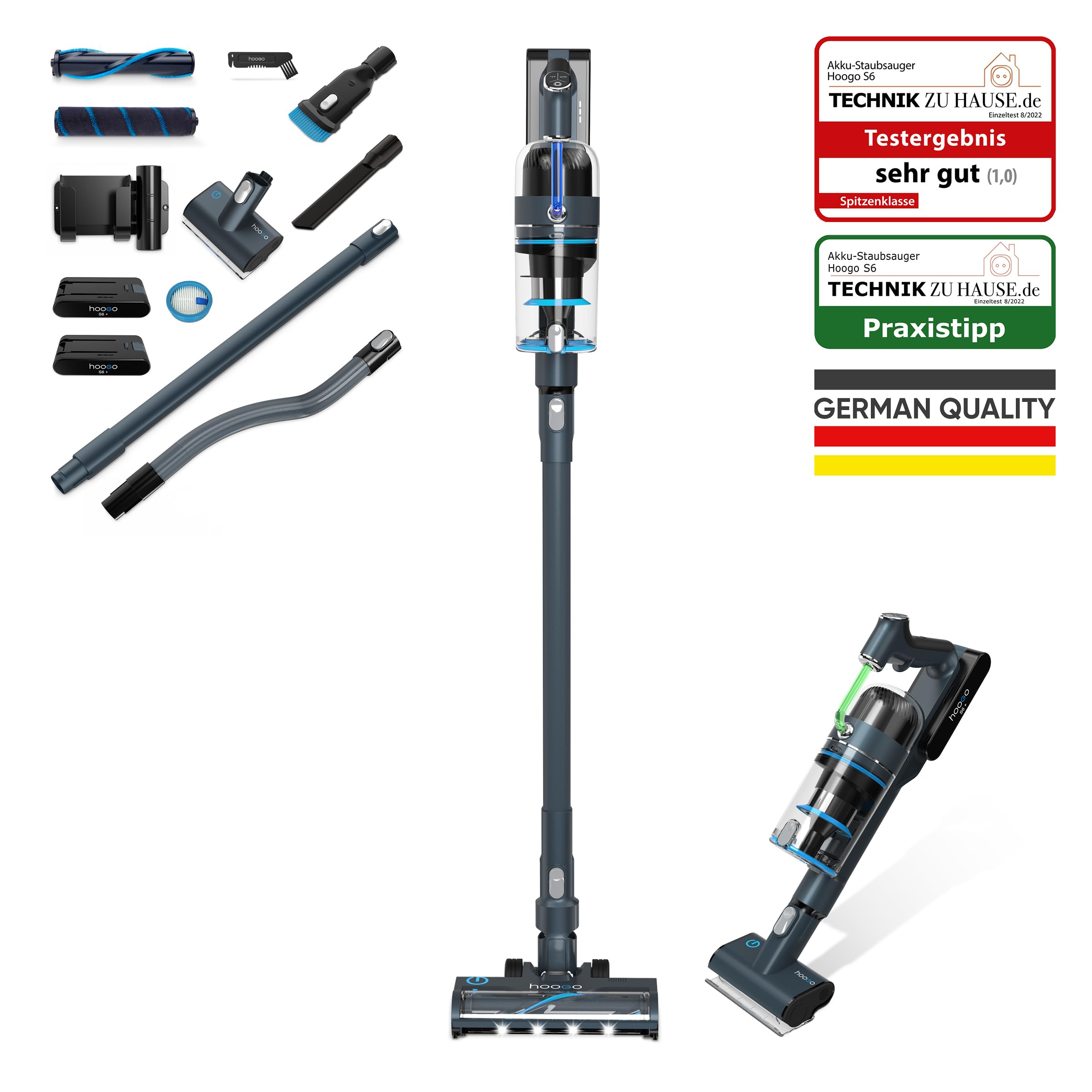 hoogo-s6-akku-staubsauger-beutellos-2-akkus-tierhaare-led image 2