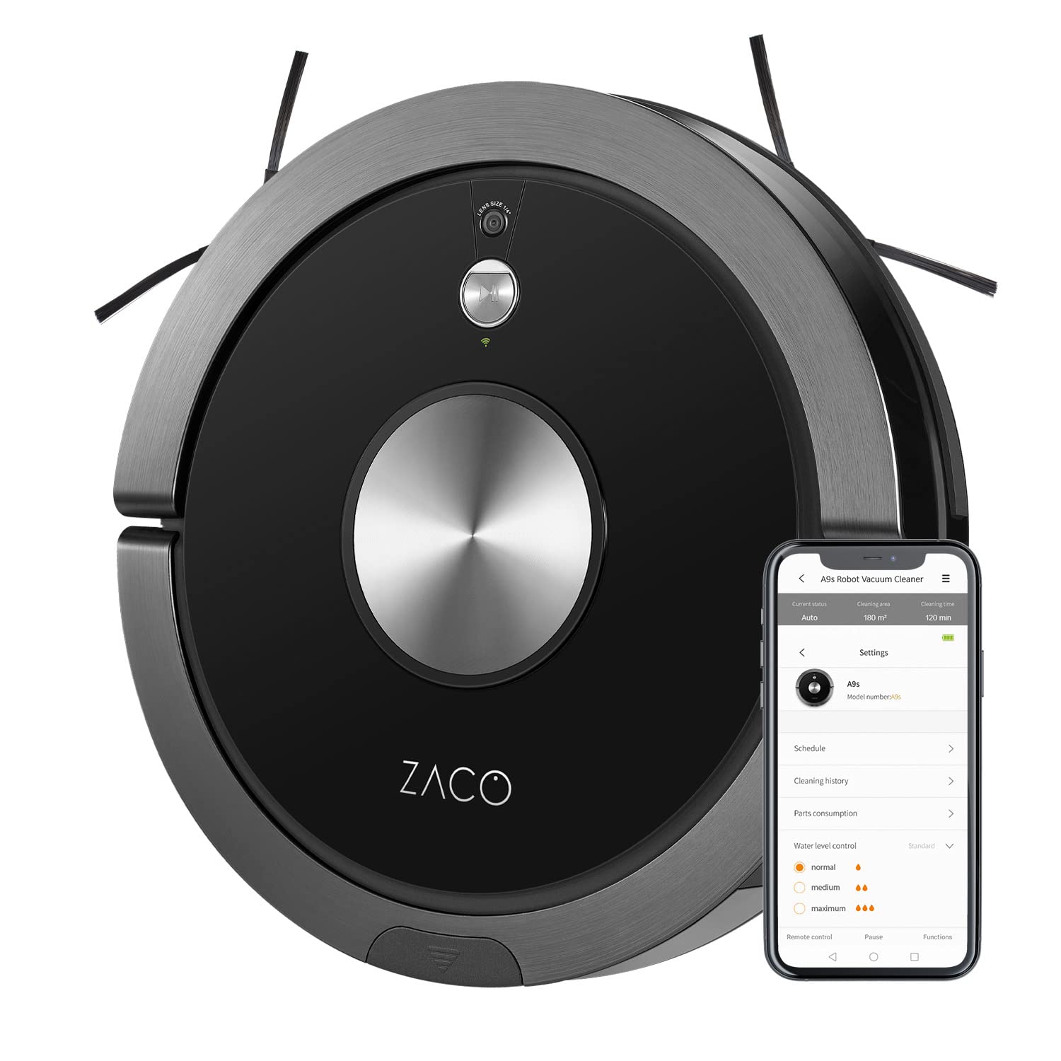 zaco-a9s-saugroboter-mit-wischfunktion-app-600ml-schwarz image 1
